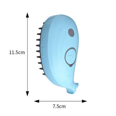 Elektrinis garinis naminių gyvūnėlių šepetys Katės garų šepetys banginio forma 3 viename šunų priežiūros šukos plaukų šalinimo šukos kačių masažo plaukų šepečiai