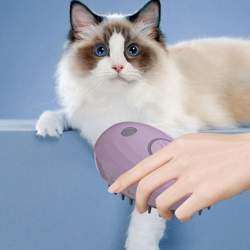 Elektrinis garinis naminių gyvūnėlių šepetys Katės garų šepetys banginio forma 3 viename šunų priežiūros šukos plaukų šalinimo šukos kačių masažo plaukų šepečiai