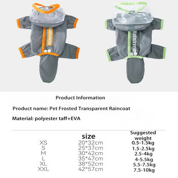 Дъждобрани за кучета Контрастно матирано прозрачно лятно облекло за малки кучета Дъждобран за домашни любимци Водоустойчиво яке Модни дрехи за кученца