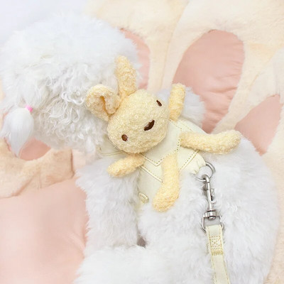 Mielas pliušinis zuikio krūtinės dirželis liemenė šuniui tempimo virvė Vaikščiojantis šuo virvė šuns grandinės dirželis šuniukas mažas šuns katės reikmenys šuniui antkaklis