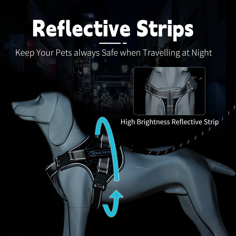 Šunų diržai be traukimo, atspindinčios juostelės, kvėpuojantys audiniai naminių gyvūnėlių diržai visų dydžių šunims Reguliuojami lauko diržai su rankena