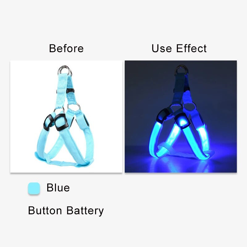 Reguliuojami LED diržai šunims be traukimo Maži, vidutiniai švytintys nailoniniai krūtinės dirželiai nakties sauga Arnes Perro Dropship augintiniai šunų priedai
