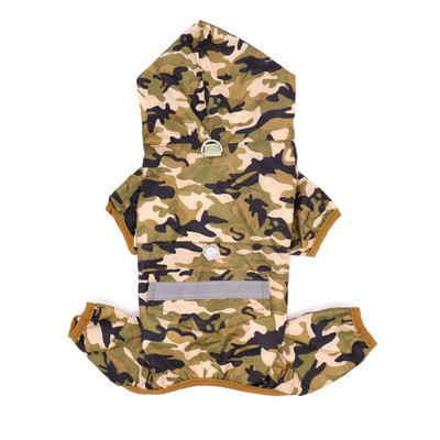 Neperšlampamas lauko šunų lietpaltis su gobtuvu Madingi paprasti tvirti naminių gyvūnėlių drabužiai Keturkojų kamufliažinis mažo šuns kostiumo paltas nuo lietaus