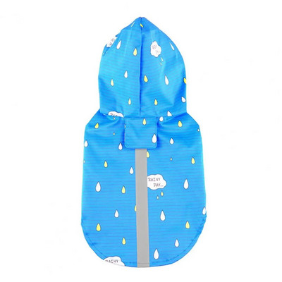 Patvarus šunų lietpalčio spausdinimas, dailiai susiūtos minkštos medžiagos šunų striukė nuo lietaus vaikščioti