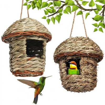 Издръжливо гнездо за птици Удобна къща за колибри Ръчно тъкано място за почивка Хамак Висящо гнездо за колибри