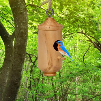 Дървена къща за колибри Дива птица Дърво Висяща хранилка за външна градина Декорация на двор Лястовица Консумативи за гнездене на врабче