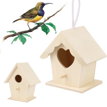 Ξύλινο Mini Bird Cage Υπαίθριο κρεμαστό Birdhouse Box Garden Bird Cages Διακόσμηση αυλής σπιτιού Προϊόντα πουλιών Ξύλινη φωλιά παπαγάλου πουλιών
