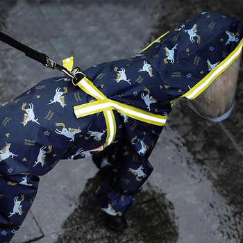 Дъждобран за кучета HOOPET Водоустойчив дъждобран Карикатура Светлоотразителен дъждобран за куче Външни дрехи Яке за малки кучета Комбинезон за домашни любимци