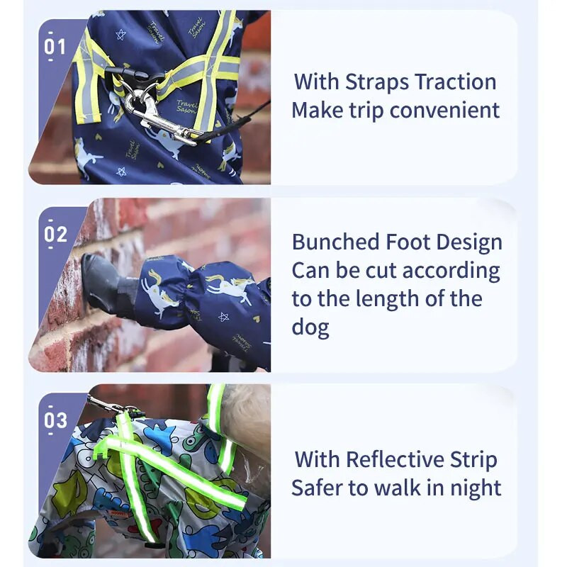 HOOPET šunų lietpaltis Vandeniui atsparus lietpaltis Animacinis šviesą atspindintis lietpaltis šuniui Lauko rūbai Striukė mažam šuniui augintinio kombinezonas