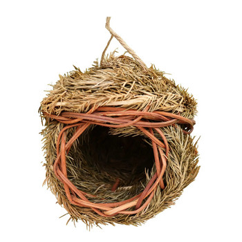 Ръчно изработена къщичка за птици и гнездо Творческа екологична тревна плетена клетка за птици за градинска декорация Клетка за птици Външно птиче гнездо