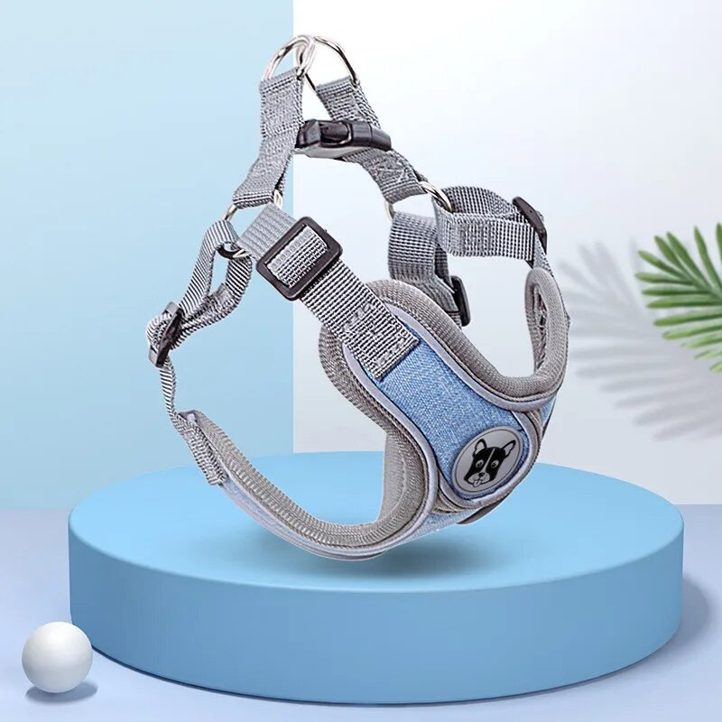 Kutya macska heveder mellény mellkas kötél fényvisszaverő, légáteresztő, állítható kisállat hám kis közepes kutyák szabadtéri sétálásához