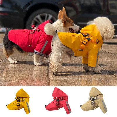 Кученце Дъждобран Дизайн с качулка Водоустойчив с пръстен за теглене Висока видимост Малко средно голямо Дъждобран за кучета Яке