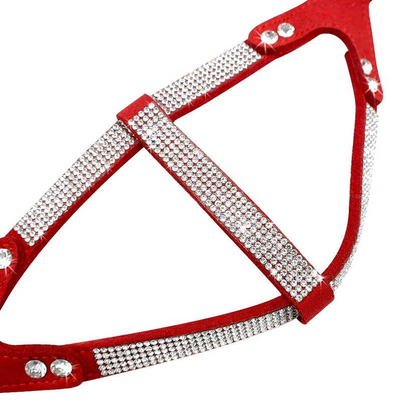 Kalnų krištolinis šuniuko diržas zomšinis odinis mažų šunų diržas Bling Crystal kačių šunų liemenė reguliuojamas čihuahua prancūzų buldogui