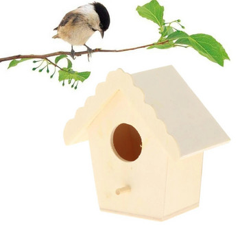 Творческа дървена къщичка за птици с висящо въже Дървена къщичка за птици Декорация за домашно градинарство Птиче малко горещо гнездо