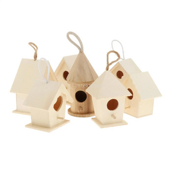 Creative Wood Bird House with Hanging Rope Wooden Birdhouse Home Gardening Στολισμός Bird\'s Small Hot Nest