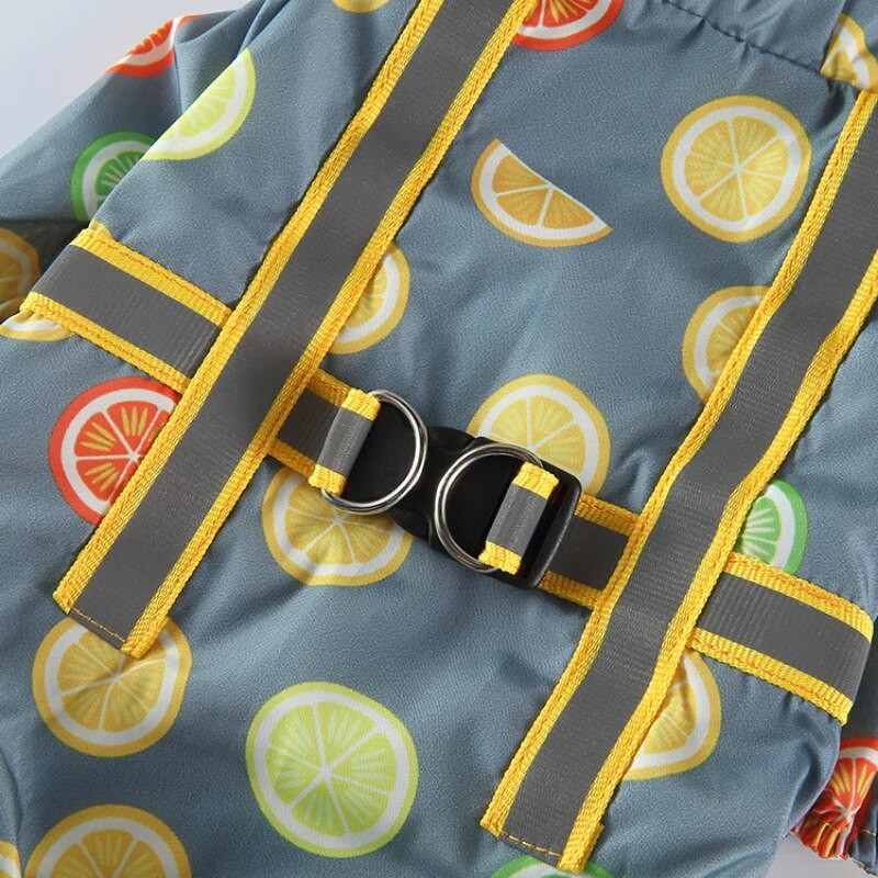 Vaisinis lietpaltis Naminių šunų rūbai Katės keturių pėdų spauda Neperšlampami drabužiai Šunims Maži Čihuahua Vasaros geltoni kvėpuojantys mopsai