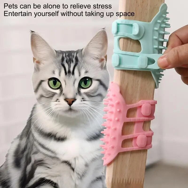Pet Brush Comb Play Cat Toy Softer Cat Self Groomer Massage Comb with Catnip Cat Face Scratcher for Kitten Puppy Cat Accessories
