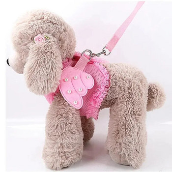 Angel Pet Dog Leashes Lace Mesh Pet Dog Harness Pearl Wing Регулируем колан за малки кучета Котки Аксесоари за домашни любимци