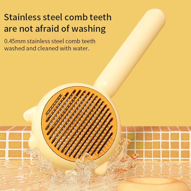 1 vnt. naminių gyvūnėlių plaukų šalinimo šepetys, priežiūros šukos Savaime išsivalantis šunų šlifavimo šepetys su masažiniais dantimis Šunims katėms Gyvūnų priežiūros reikmenys