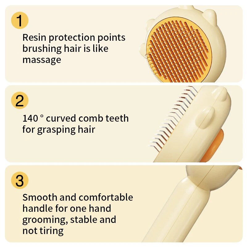 1 vnt. naminių gyvūnėlių plaukų šalinimo šepetys, priežiūros šukos Savaime išsivalantis šunų šlifavimo šepetys su masažiniais dantimis Šunims katėms Gyvūnų priežiūros reikmenys