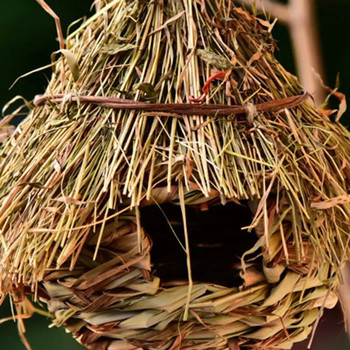 νέο Bird Nest Grass Woven Μικρό υπαίθριο κρεμαστό φυσικές ίνες Birdhouse Canaries Nest Chickadee House Birds Hideaway