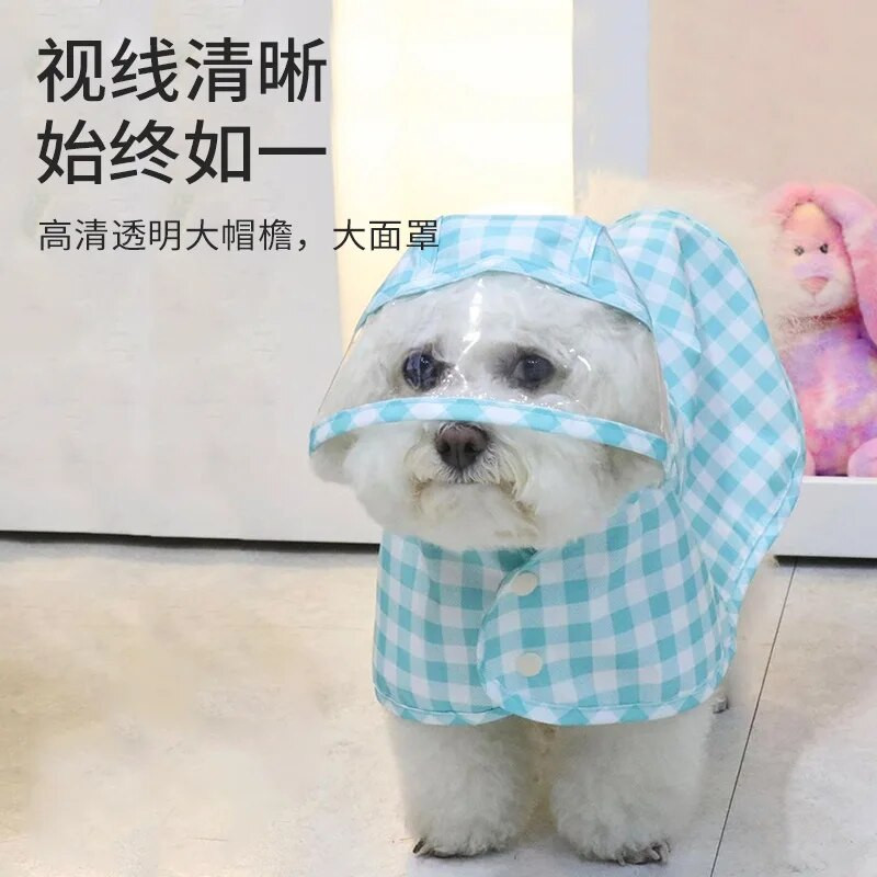 Haina pentru animale de companie Manta de ploaie cu glugă din tablă de șah Câine de dimensiuni mici și mijlocii, Pisică, Teddy Malzis, Pelenă de ploaie pentru câine, Costum pentru câine