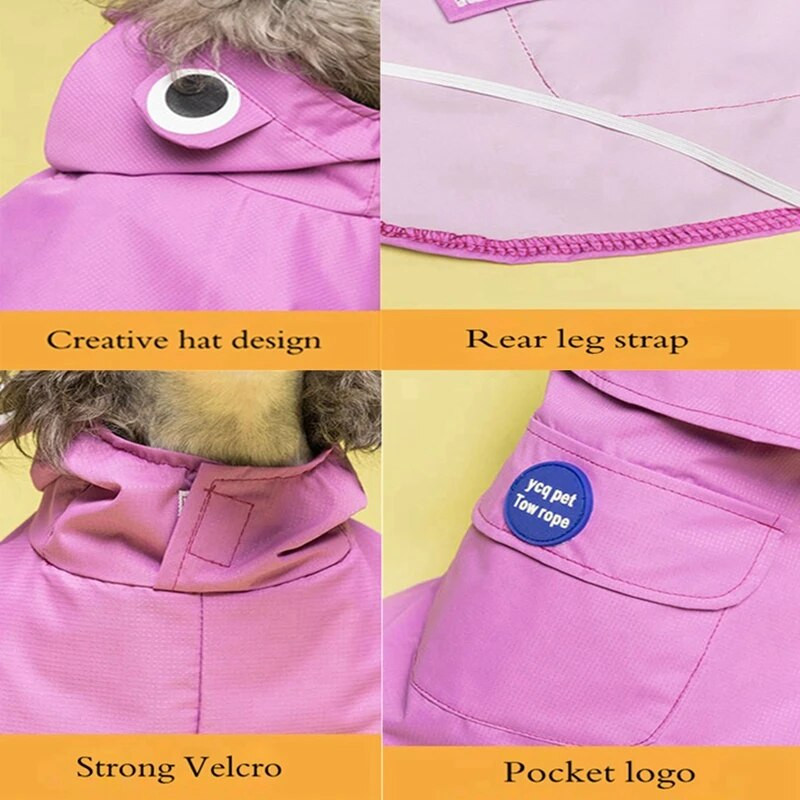 Naminių gyvūnėlių lietpaltis Naminių gyvūnėlių drabužiai lauke, vandeniui atsparus audinys, vidinis kvėpuojantis tinklelis, saugos šviesą atspindinti juostelė šuniuko dideli šunų pelerinos drabužiai