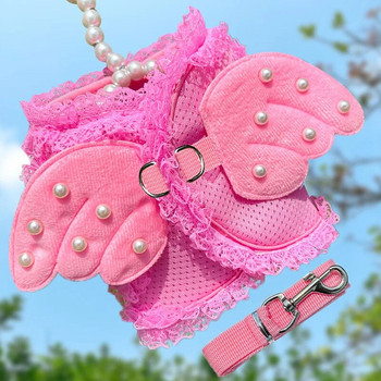 Pearl Coco Angel Wing Princess Pet dog Harness Puppy Harness and Leash Set pet котка жилетка колан каишка може да бъде непослушна каишка