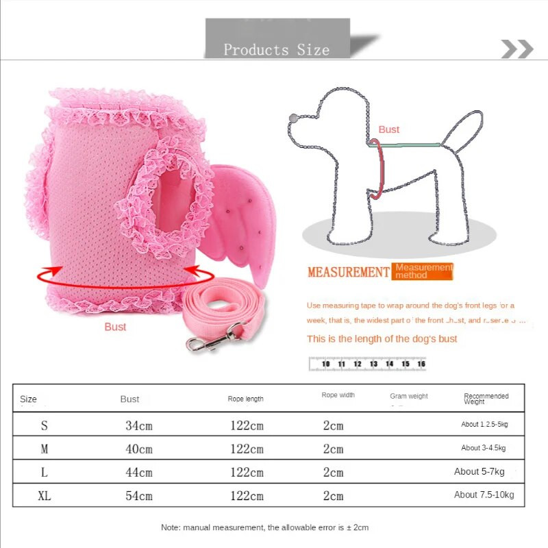 Pearl Coco Angel Wing Princess naminis šuo Petnešos šuniuko petnešos ir pavadėlis rinkinys naminių kačių liemenės petnešėlių pavadėlis gali būti neklaužada dirželis