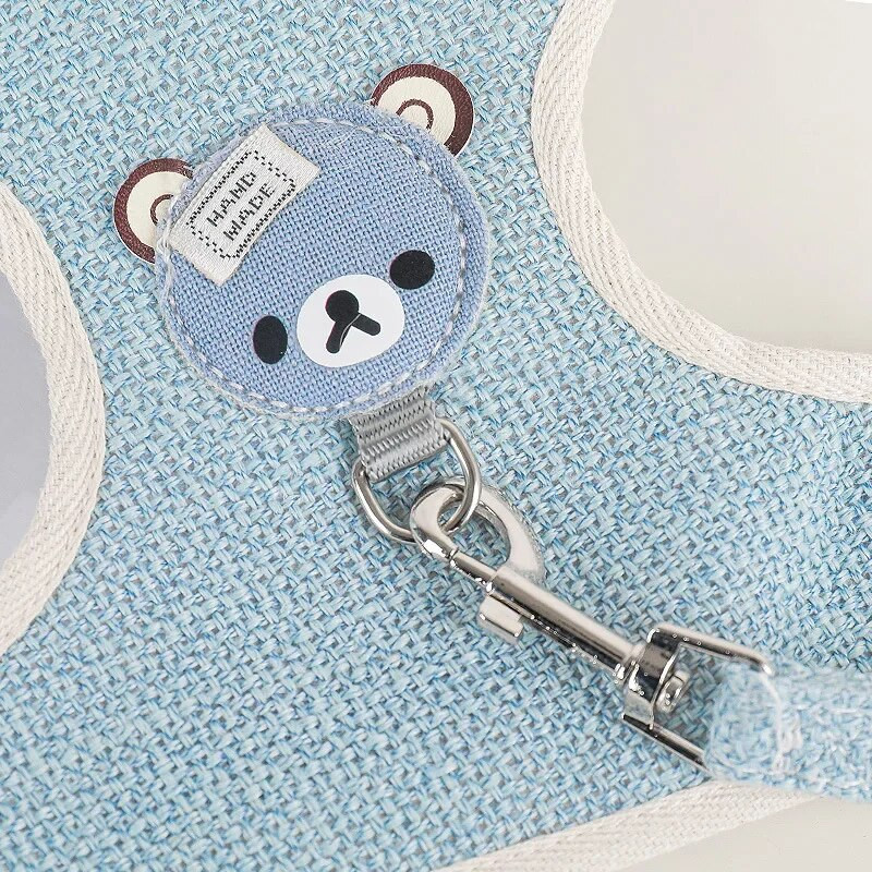 Naminio šuns traukimo virvinė liemenė Meškiuko stiliaus mažo šuns kvėpuojanti krūtinės juosta katės vaikščiojimo triušio virvės grandinėlė naminių gyvūnėlių reikmenys