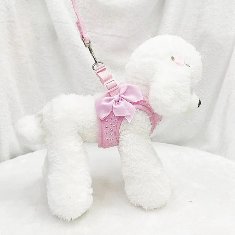 Mažas deimantinis dekoras Minkštas kvėpuojantis šunų krūtinės diržas Liemenės diržas šunims Naminiams gyvūnėliams Antkaklis Naminiams gyvūnėliams krūtinės dirželis Trijų dydžių pavadėlis