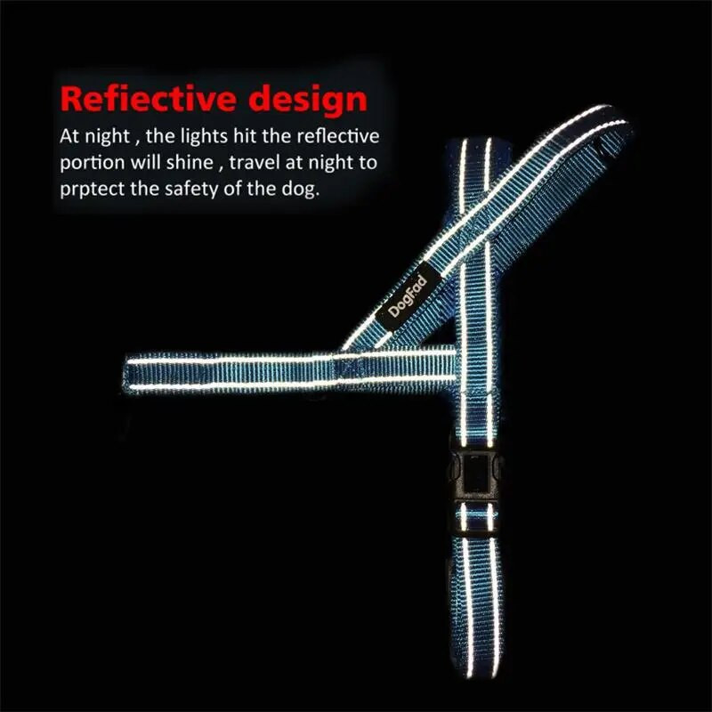 1vnt mėlyni netraukiami šunų diržai, šviesą atspindintys reguliuojami petnešėlių diržai su paminkštinta liemene mažiems ir vidutiniams šunims