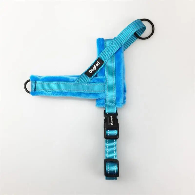 1vnt mėlyni netraukiami šunų diržai, šviesą atspindintys reguliuojami petnešėlių diržai su paminkštinta liemene mažiems ir vidutiniams šunims