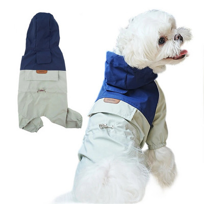 Atsparus vandeniui šunų lietpaltis mažam šuniui Spalvingi šviesą atspindintys apsauginiai drabužiai naminiams gyvūnėliams Striukė nuo lietaus su 4 kojomis nuo vėjo su gobtuvu šuns pončas