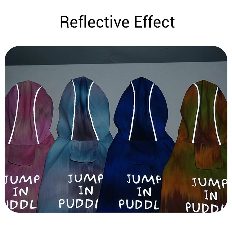 Atsparus vandeniui šunų lietpaltis mažam šuniui Spalvingi šviesą atspindintys apsauginiai drabužiai naminiams gyvūnėliams Striukė nuo lietaus su 4 kojomis nuo vėjo su gobtuvu šuns pončas