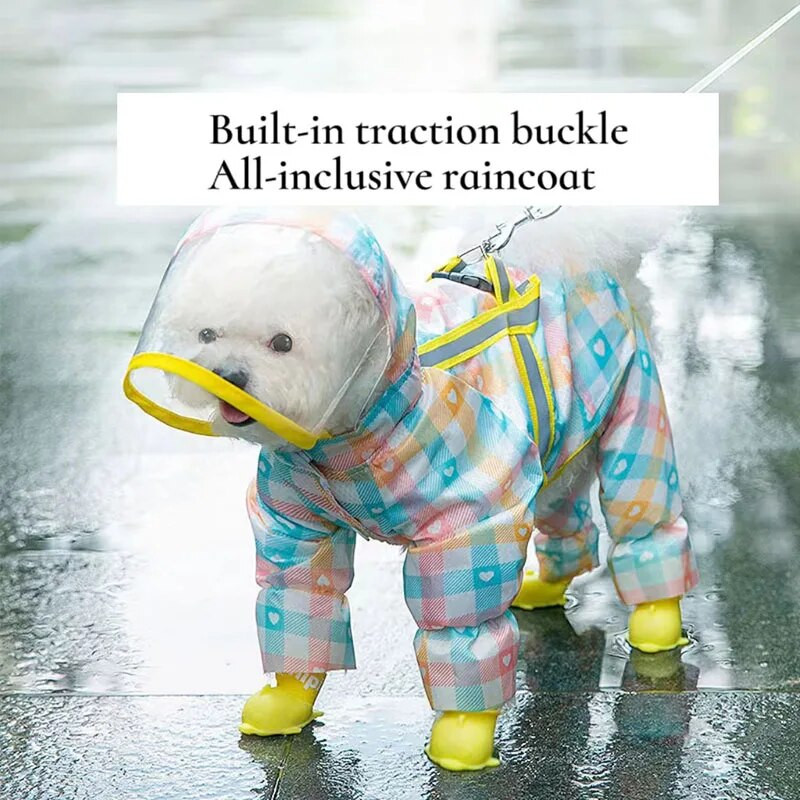 Naminiams gyvūnėliams viskas įskaičiuota lietpalčiai šunų drabužiai su Traction sagtimi vandeniui atsparūs lietpalčiai šunų drabužiai Corgi Bulldog mažų augintinių drabužiai