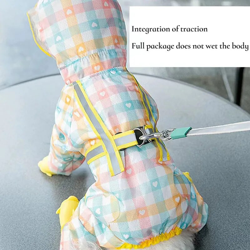 Naminiams gyvūnėliams viskas įskaičiuota lietpalčiai šunų drabužiai su Traction sagtimi vandeniui atsparūs lietpalčiai šunų drabužiai Corgi Bulldog mažų augintinių drabužiai