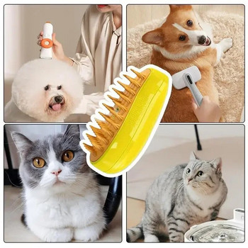 Steamy Dog Brush Електрически спрей Четка за котешка коса 3 в 1 Четка за котки за кучета с пара за масаж Подстригване на домашни любимци Премахване на заплетена разпусната коса