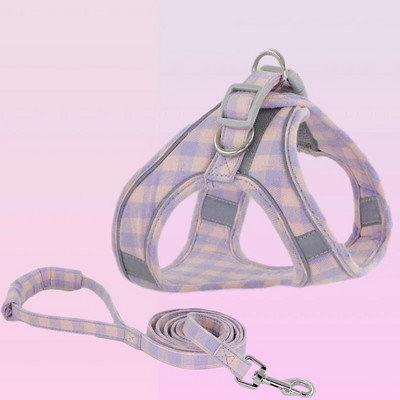 Šunų katės petnešų liemenė Reguliuojama šuniuko kačiuko antkaklis mielas vaikščiojimo pavadėlio komplektas Čihuahua petnešų karoliai mažiems šunims Mopsas