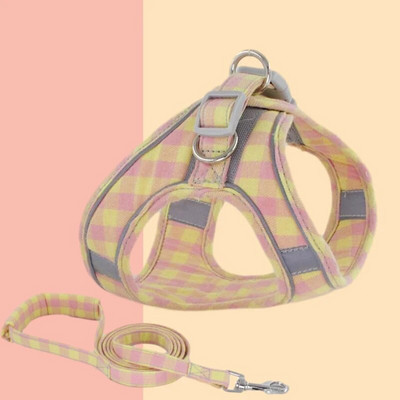 Šunų katės petnešų liemenė Reguliuojama šuniuko kačiuko antkaklis mielas vaikščiojimo pavadėlio komplektas Čihuahua petnešų karoliai mažiems šunims Mopsas