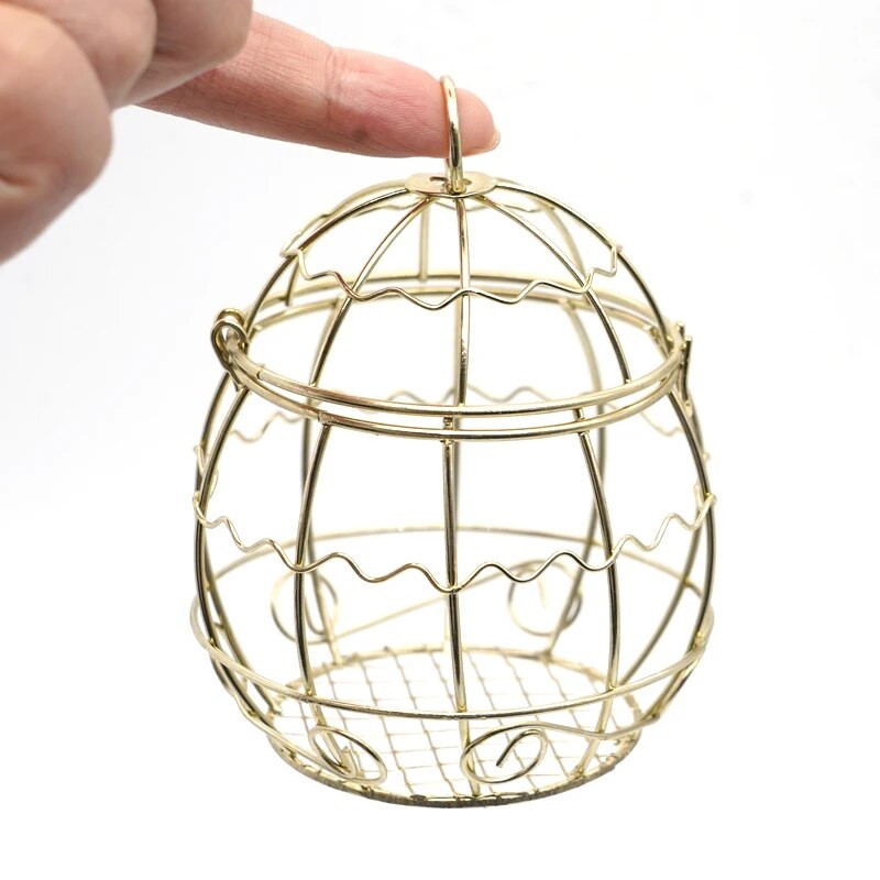 1db Mini fém arany madárketrec kültéri kolibri etetők kerti pázsit ablak terasz kültéri dekorációk madarak kellékei