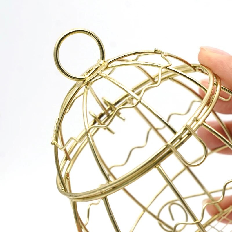 1db Mini fém arany madárketrec kültéri kolibri etetők kerti pázsit ablak terasz kültéri dekorációk madarak kellékei