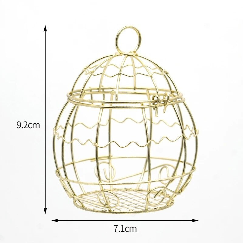 1db Mini fém arany madárketrec kültéri kolibri etetők kerti pázsit ablak terasz kültéri dekorációk madarak kellékei