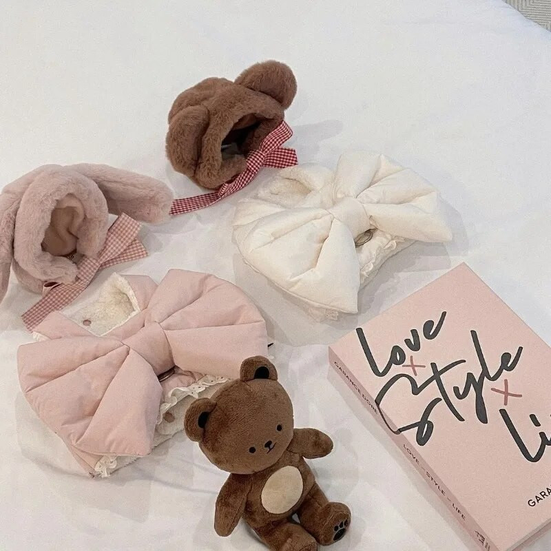 Suknelės šuniukui katėms Vasariniai rūbai augintiniams Mieli lankeliai rudenį ir žiemą pliušiniai su pavadėliu rinkiniai mažiems šunims katėms kačiuko drabužiai