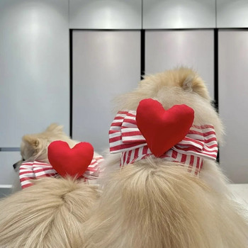 Сладък колан за куче Каишка за гърди във формата на сърце Куче Червено сърце Ивица Комплект теглещо въже Комплект каишка за гърди Малтийско куче за ходене Въже Домашен любимец