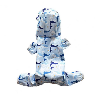 Pelernă de ploaie pentru animale de companie, cu patru picioare, impermeabilă, rezistentă la vânt, cu glugă, închidere cu buton de apăsare, acoperire moale, completă, haine pentru câini mici și mijlocii.