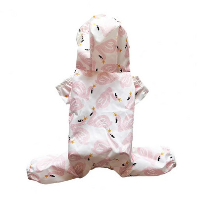 Pelernă de ploaie pentru animale de companie, cu patru picioare, impermeabilă, rezistentă la vânt, cu glugă, închidere cu buton de apăsare, acoperire moale, completă, haine pentru câini mici și mijlocii.