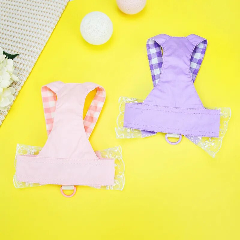 Big Bowtie, be traukiamų diržų liemenė mažiems šunims Rožinė purpurinė šuns krūtinės dirželiai Nėriniai dirželiai mergaitėms Princesės diržai XXL