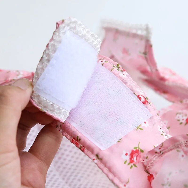 Šunų kačių diržų pavadėlio rinkinys Reguliuojamas nėrinis su gėlėmis spausdinta naminių gyvūnėlių diržų liemenė Miela šunų suknelė Pebby tinklelio diržai katės vaikščiojimui