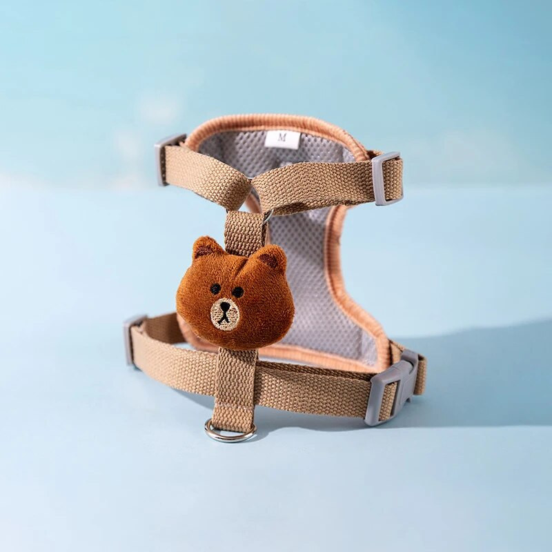 Animacinių filmų naminių šunų petnešų ir pavadėlio rinkinys Reguliuojamas šuniuko apykaklės dirželis naminių kačių petnešų liemenė lauke vaikščiojančių naminių gyvūnėlių priedai